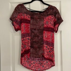 Red and black Urban Outfitters mixed pattern tee